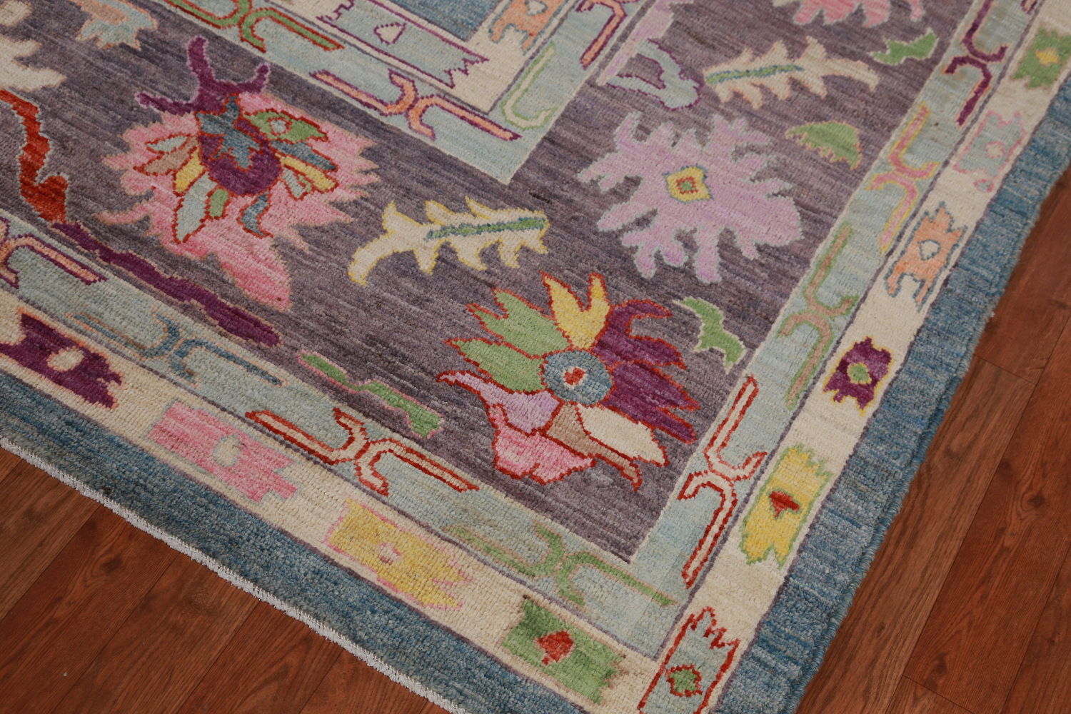 Vegetable Dye Blue Oushak Turkish Large Rug 10x14
