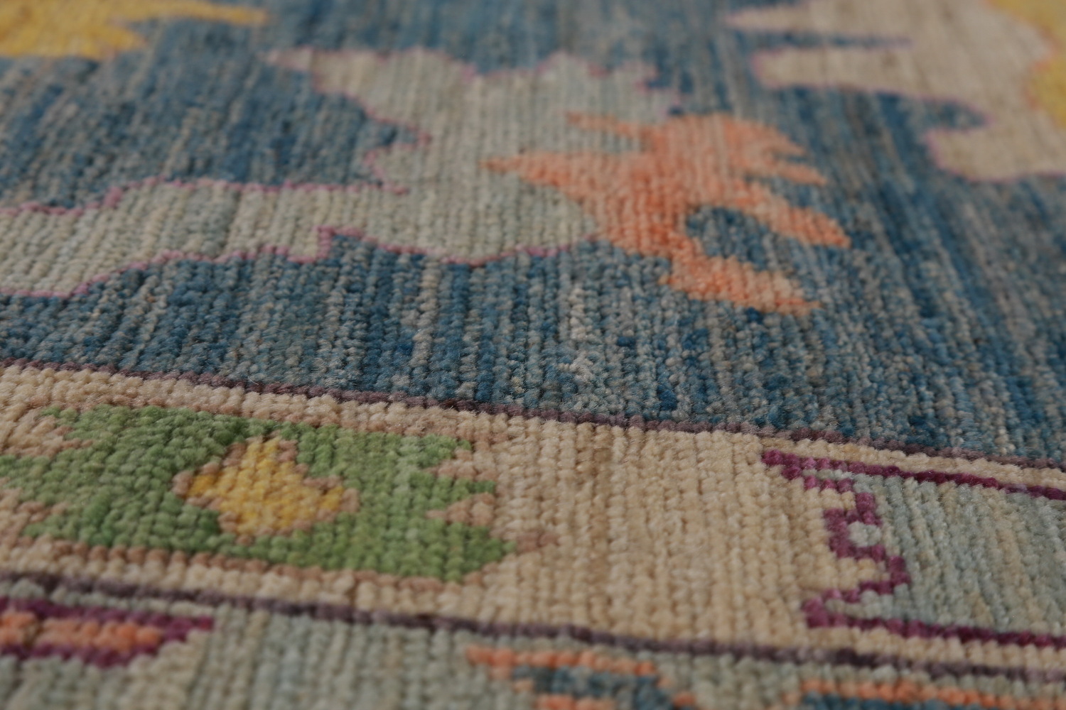 Vegetable Dye Blue Oushak Turkish Large Rug 10x14