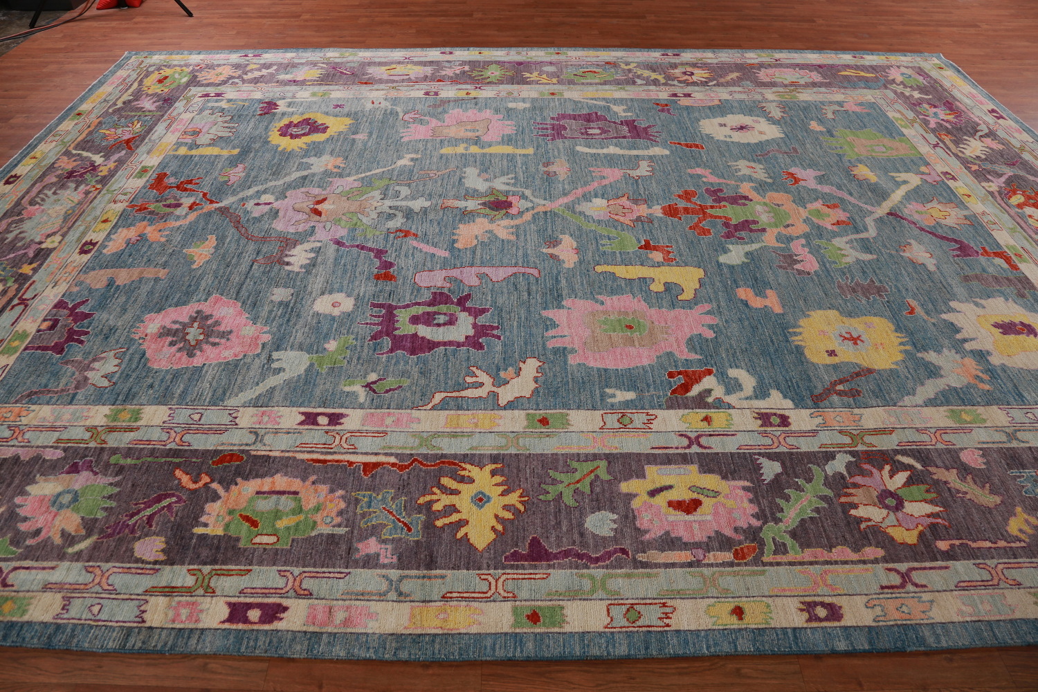 Vegetable Dye Blue Oushak Turkish Large Rug 10x14