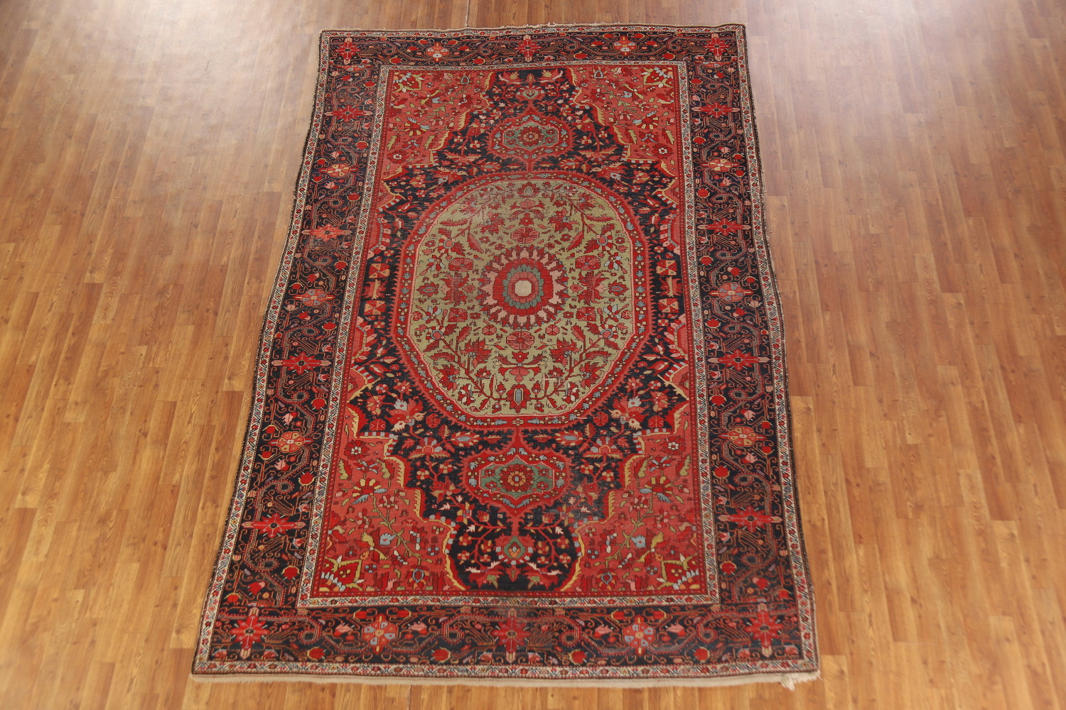 Pre-1900 Vegetable Dye Sarouk Farahan Persian Area Rug 7x10