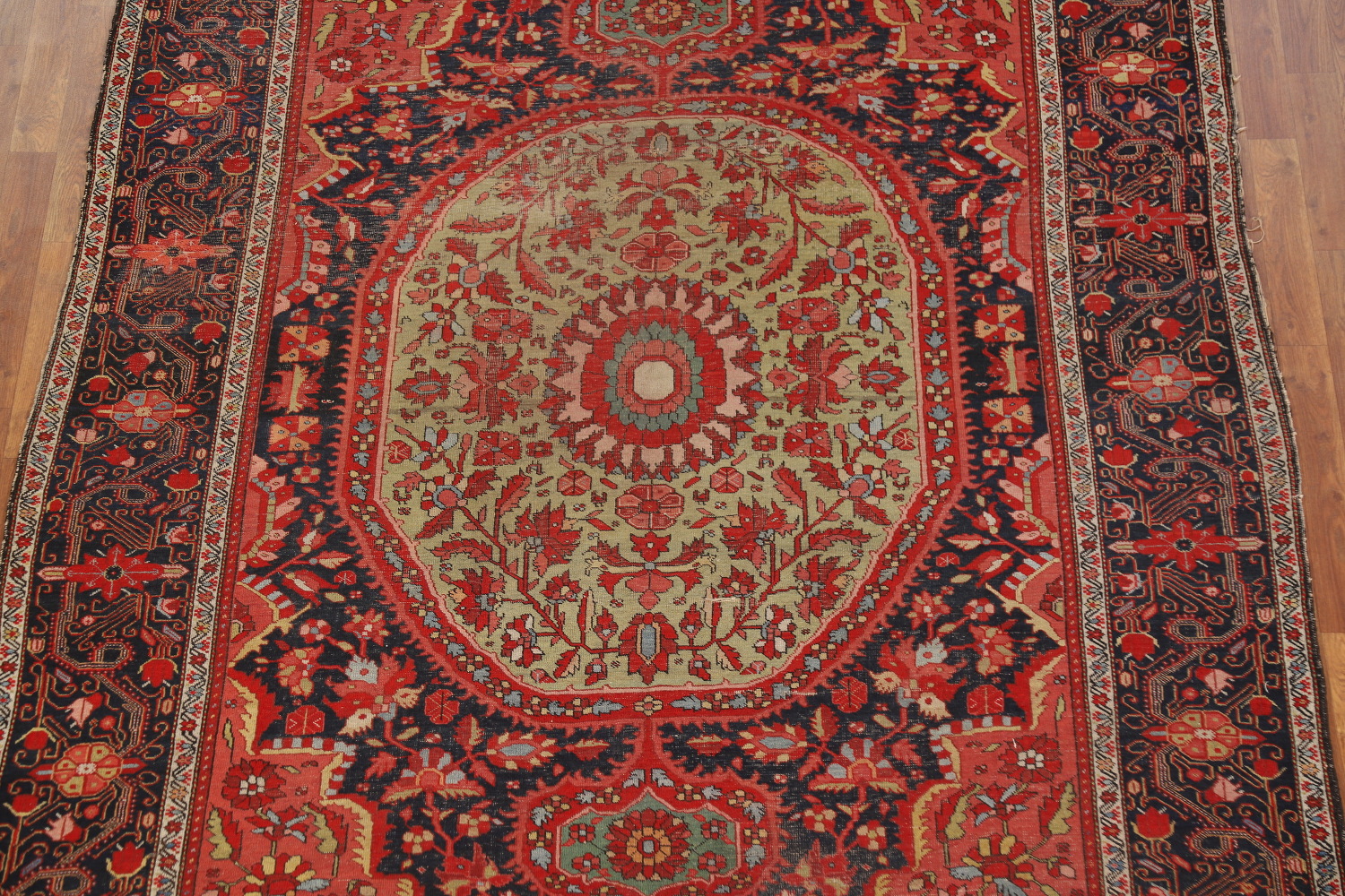 Pre-1900 Vegetable Dye Sarouk Farahan Persian Area Rug 7x10