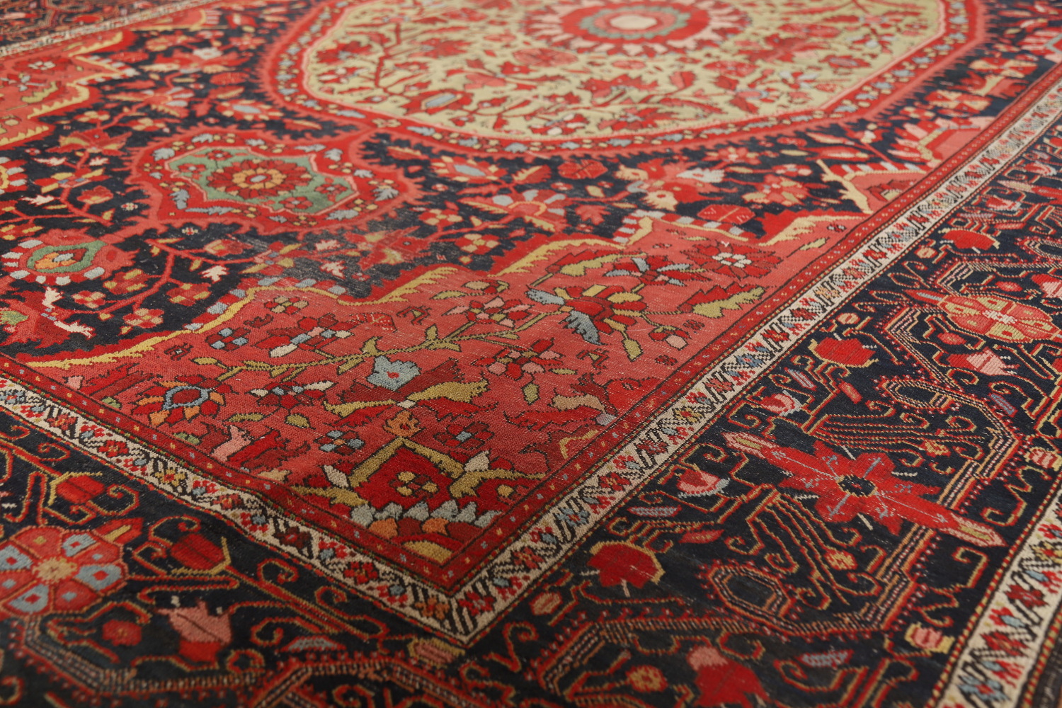Pre-1900 Vegetable Dye Sarouk Farahan Persian Area Rug 7x10