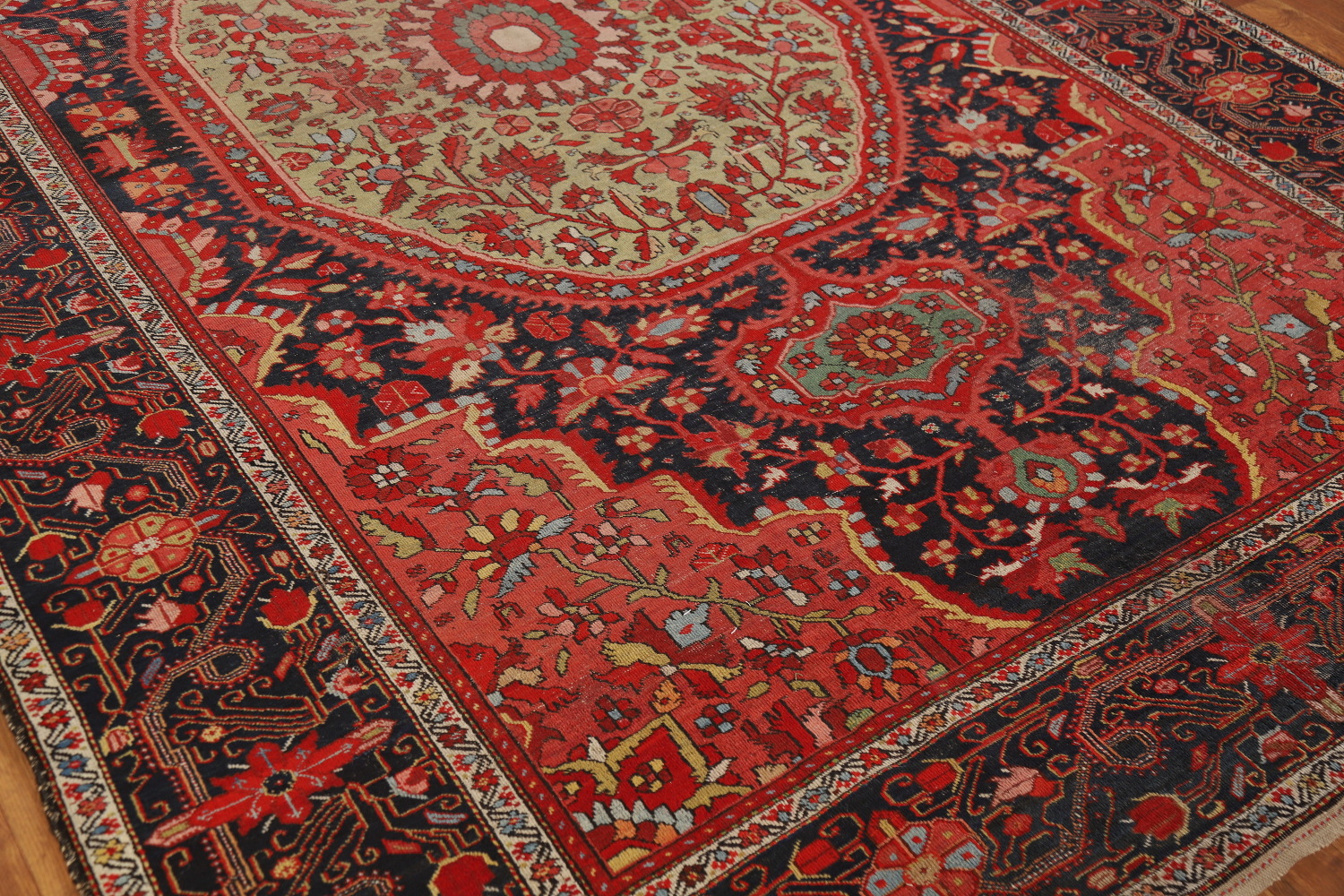 Pre-1900 Vegetable Dye Sarouk Farahan Persian Area Rug 7x10