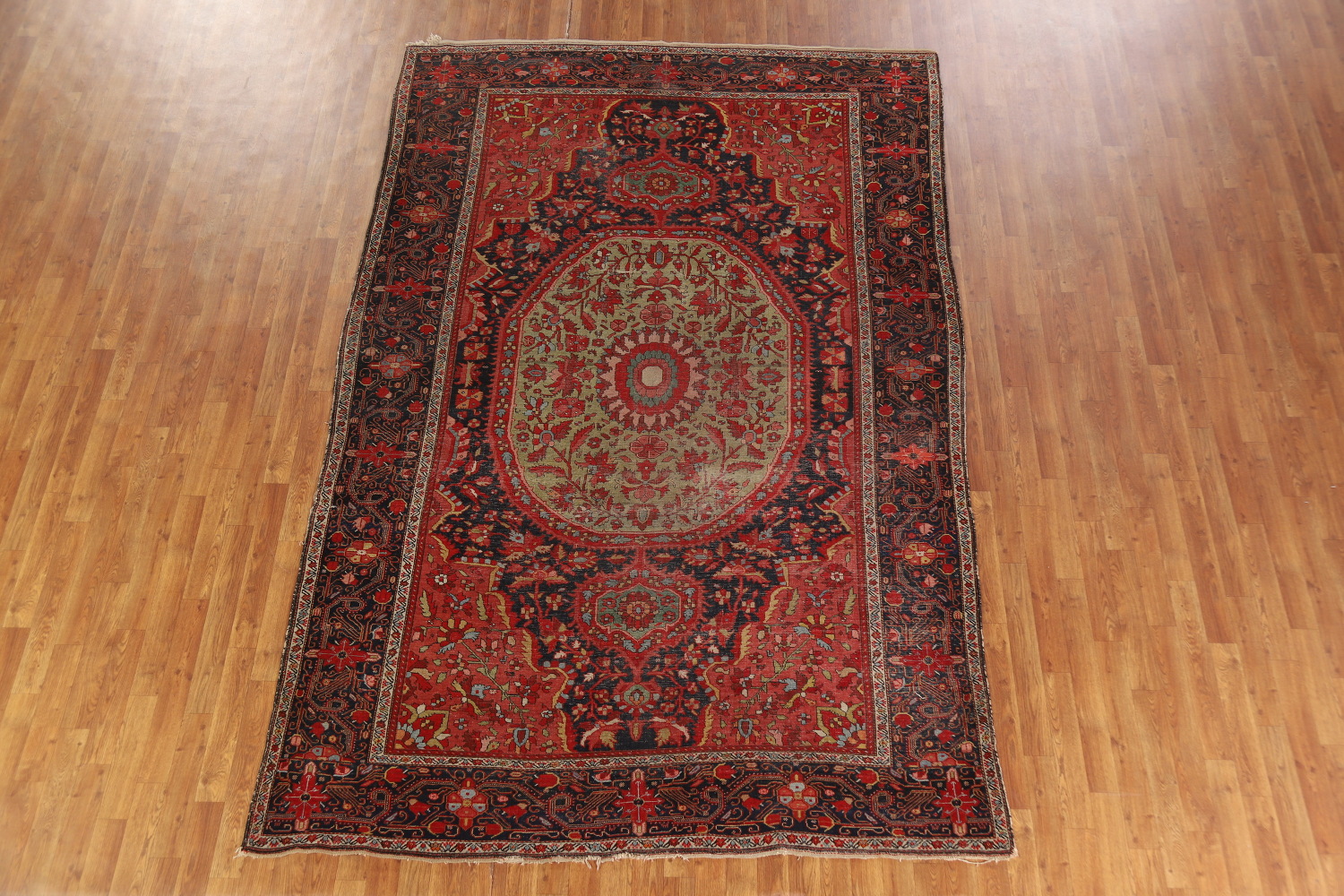 Pre-1900 Vegetable Dye Sarouk Farahan Persian Area Rug 7x10