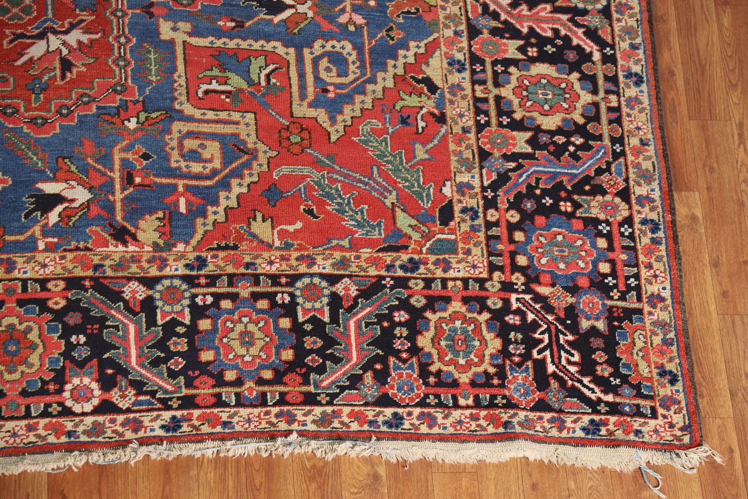 Pre-1900 Vegetable Dye Heriz Serapi Persian Large Rug 11x14