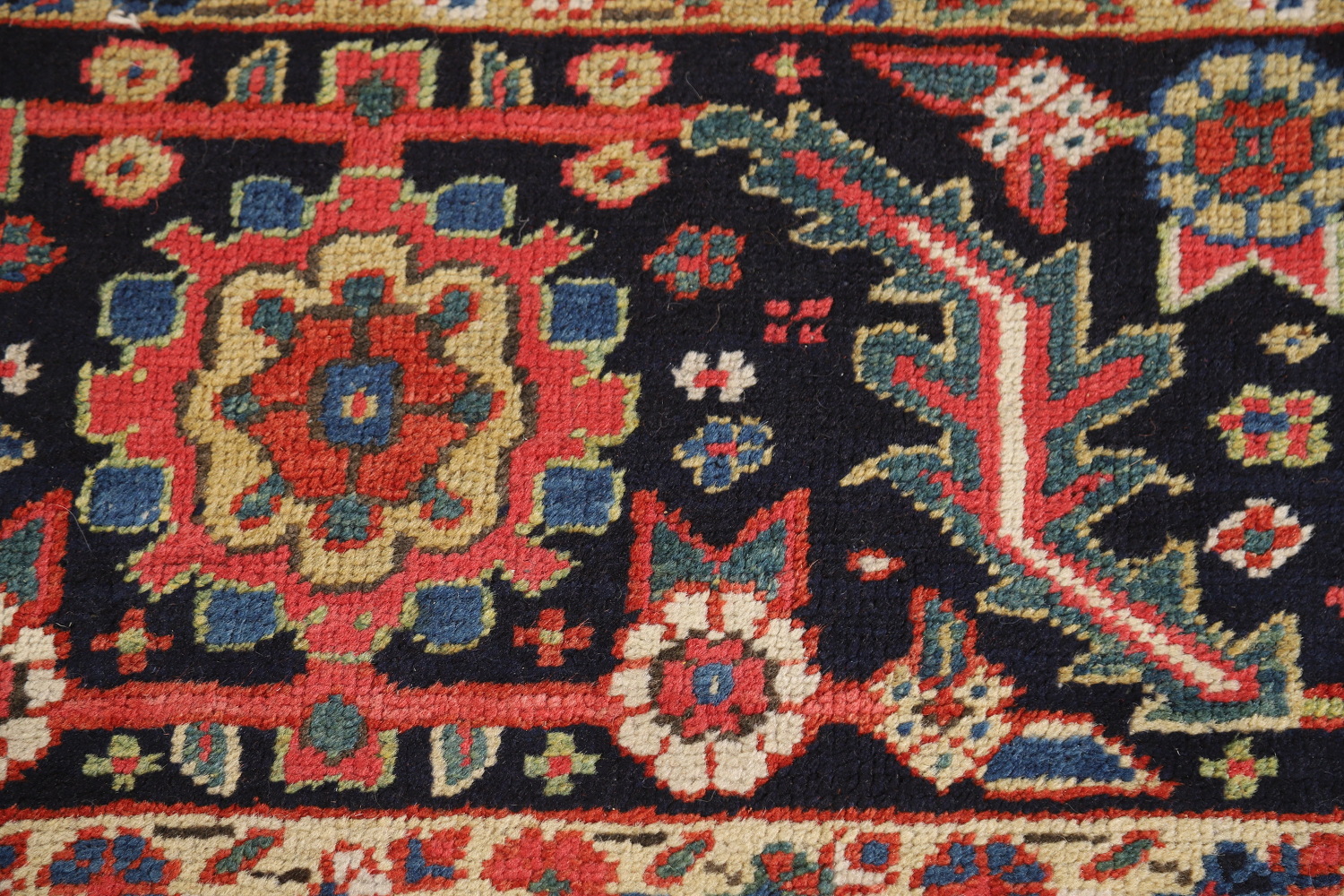 Pre-1900 Vegetable Dye Heriz Serapi Persian Large Rug 11x14