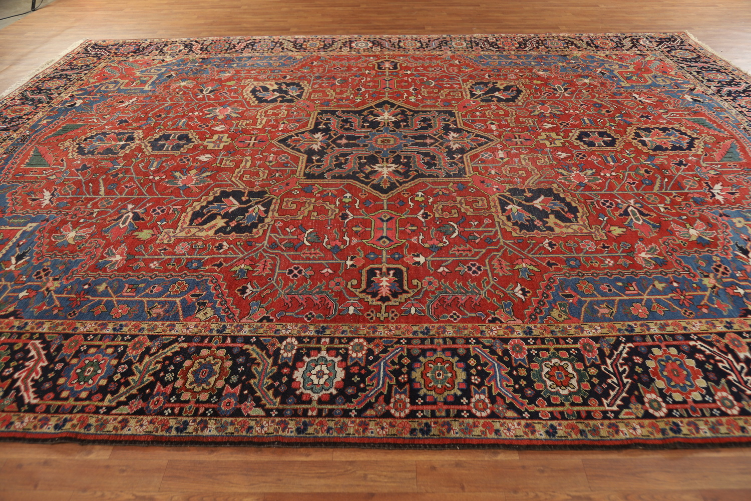 Pre-1900 Vegetable Dye Heriz Serapi Persian Large Rug 11x14
