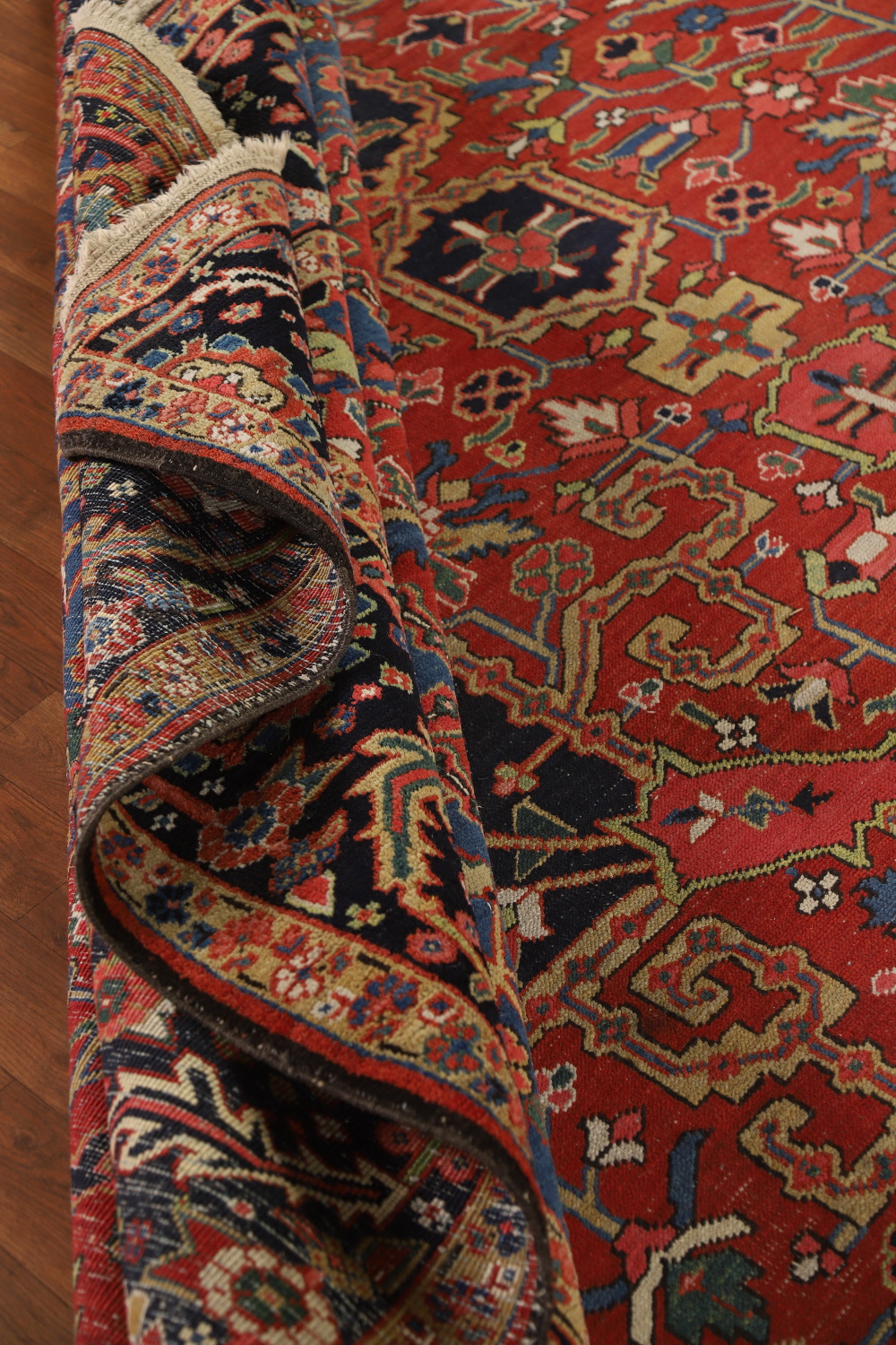 Pre-1900 Vegetable Dye Heriz Serapi Persian Large Rug 11x14
