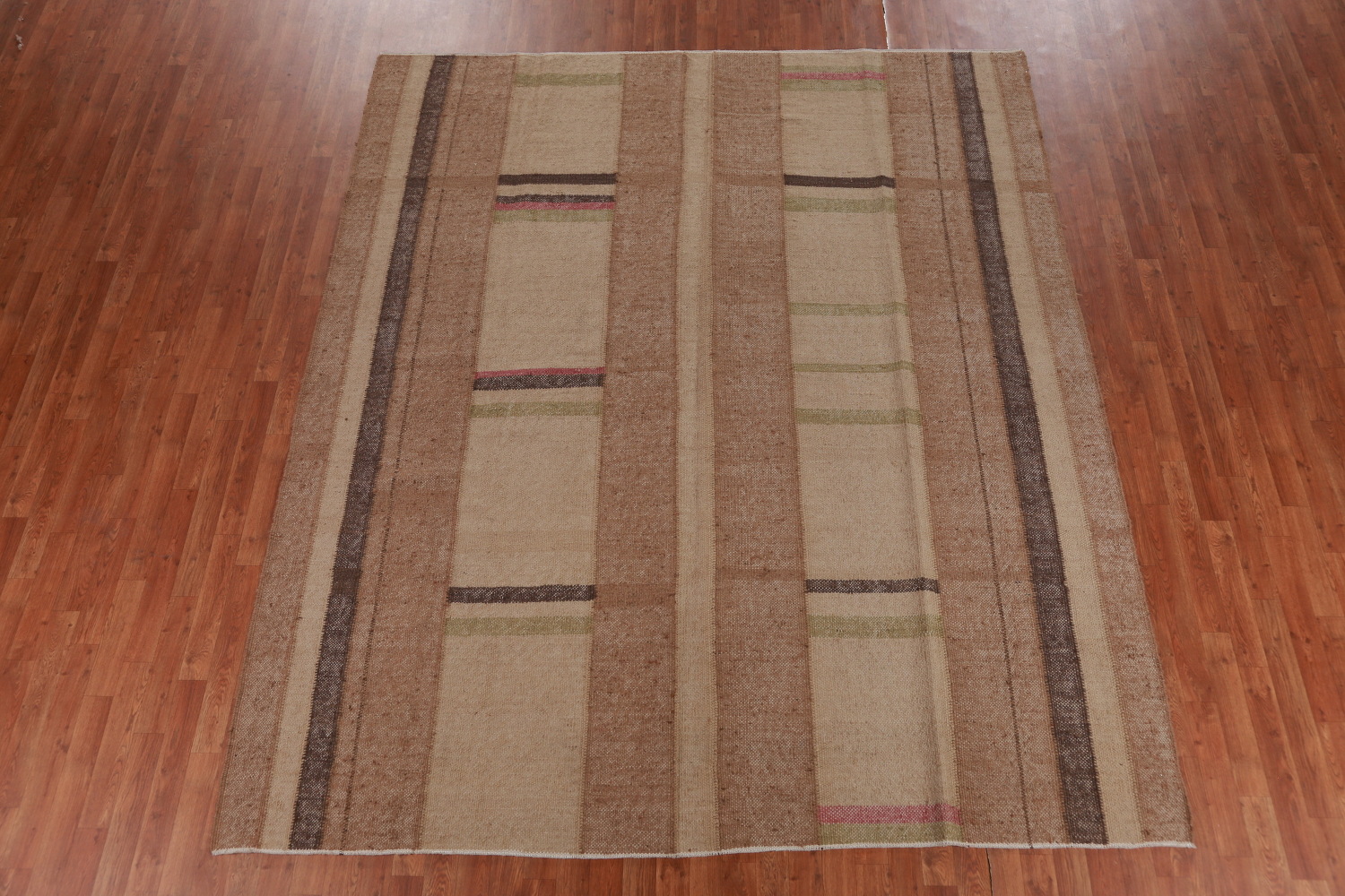 Earth Tone Jute Modern Kilim Vegetable Dye Area Rug 8x10