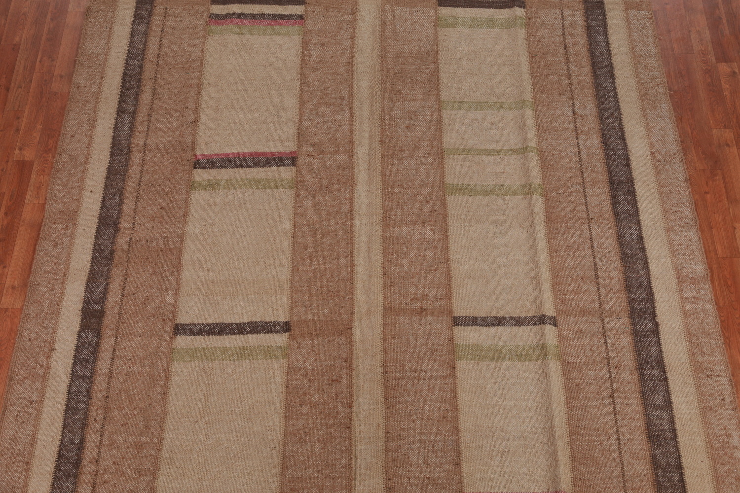 Earth Tone Jute Modern Kilim Vegetable Dye Area Rug 8x10