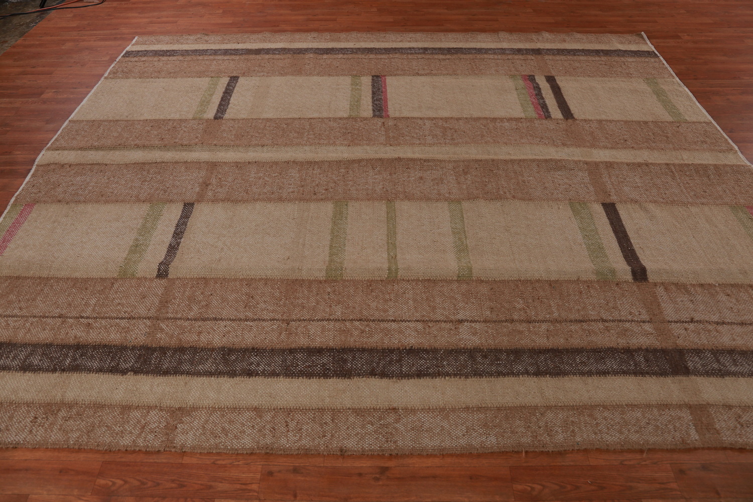 Earth Tone Jute Modern Kilim Vegetable Dye Area Rug 8x10