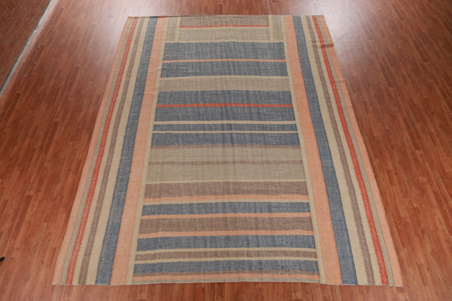 Earth Tone Modern Jute Kilim Turkish Area Rug 10x13
