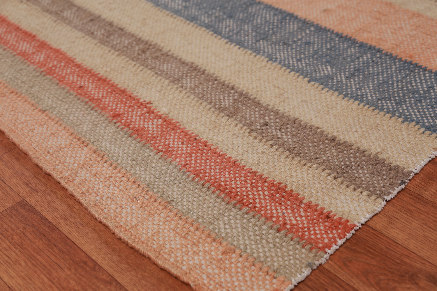 Earth Tone Modern Jute Kilim Turkish Area Rug 10x13