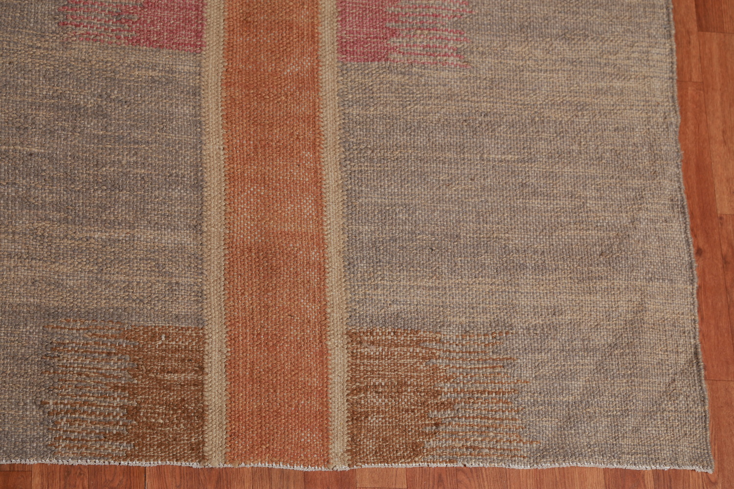 Contemporary Brown Jute Kilim Vegetable Dye Large Rug 10x14