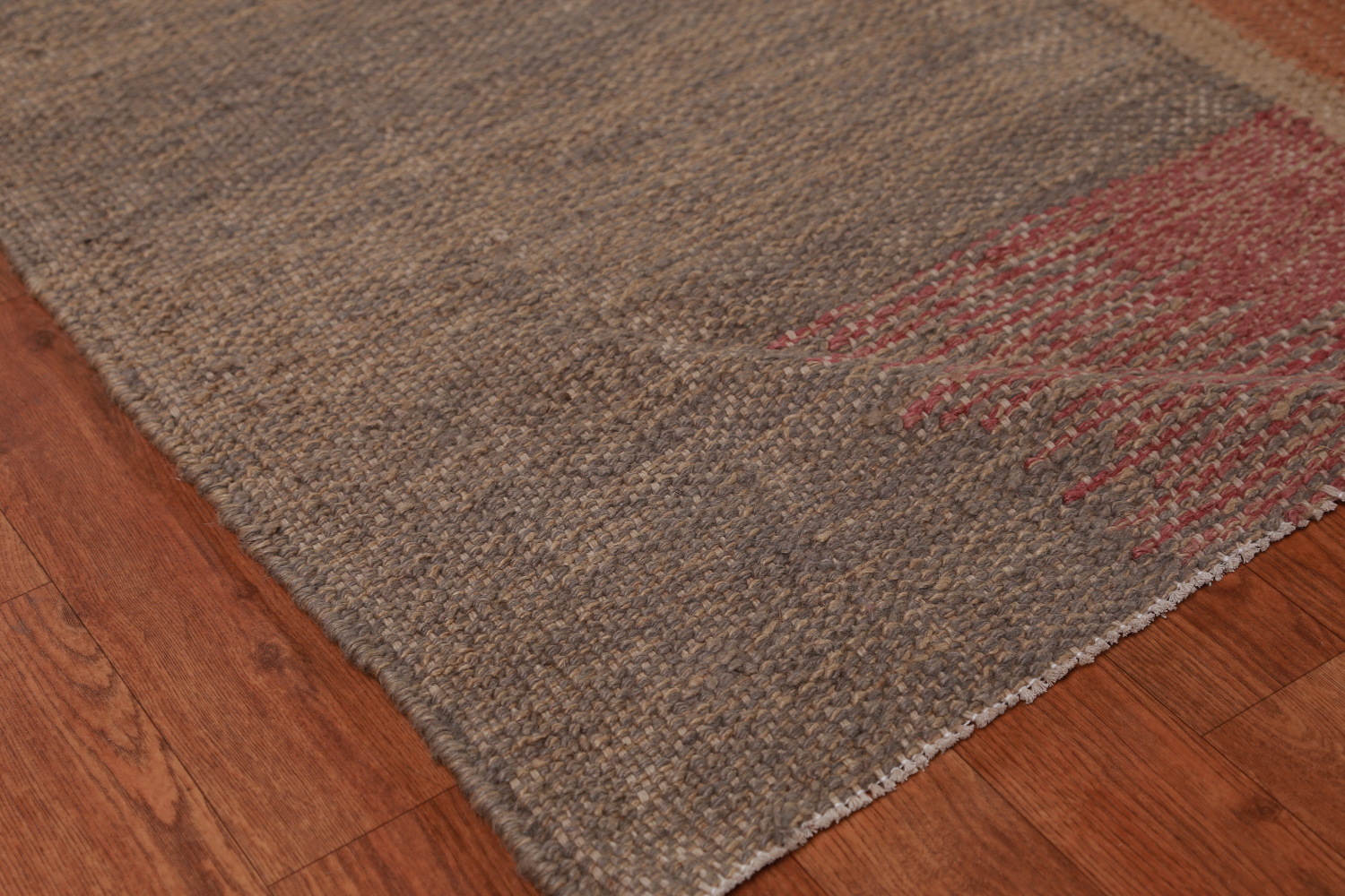 Contemporary Brown Jute Kilim Vegetable Dye Large Rug 10x14