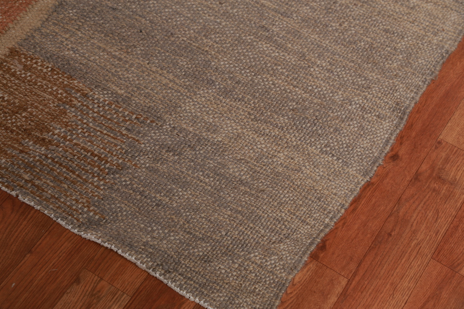 Contemporary Brown Jute Kilim Vegetable Dye Large Rug 10x14