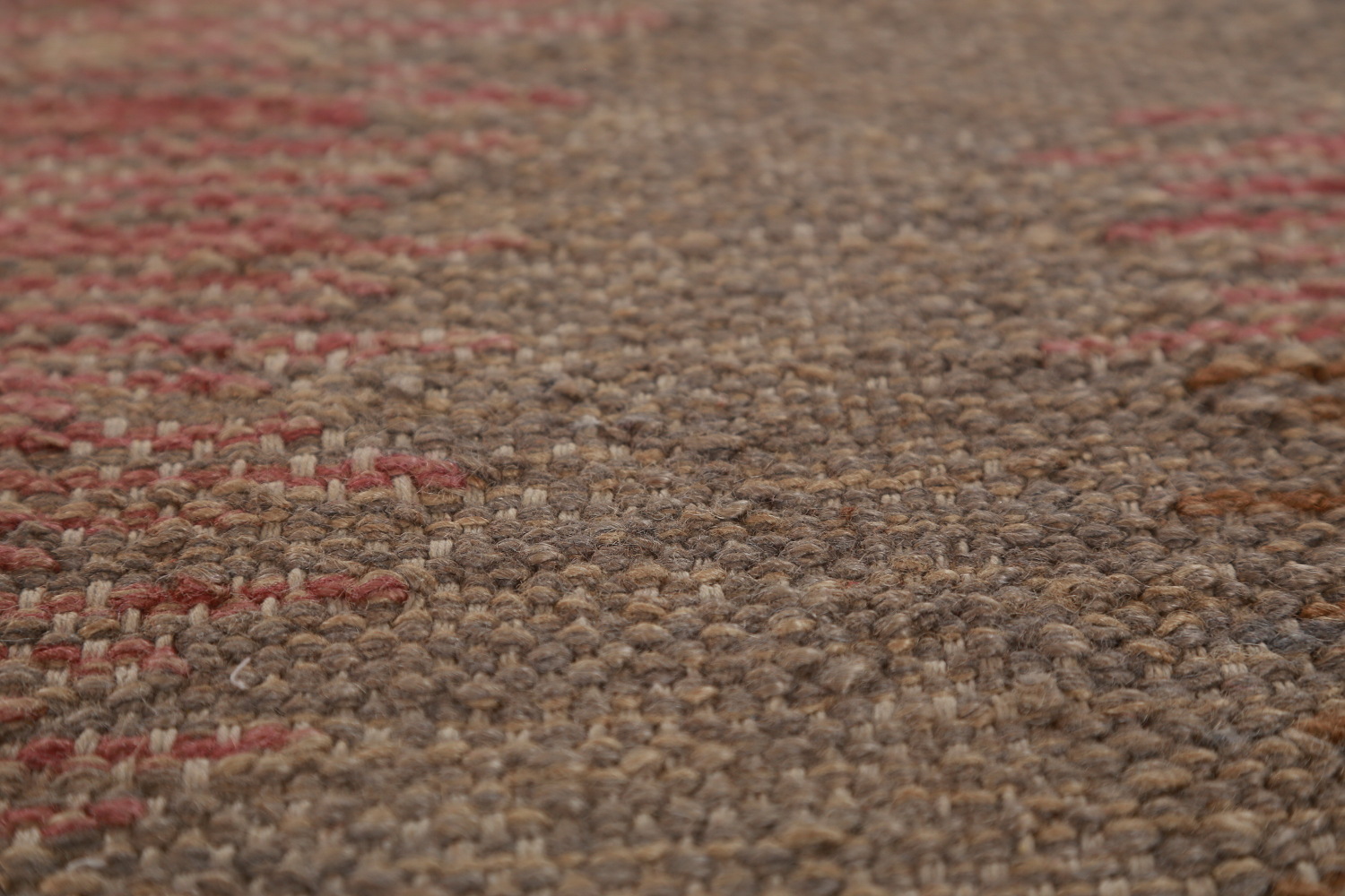 Contemporary Brown Jute Kilim Vegetable Dye Large Rug 10x14