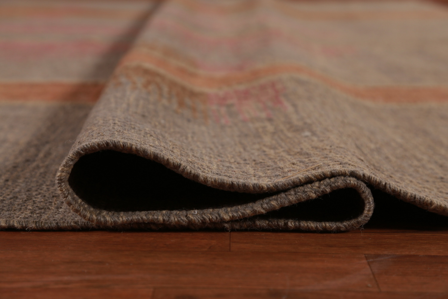 Contemporary Brown Jute Kilim Vegetable Dye Large Rug 10x14