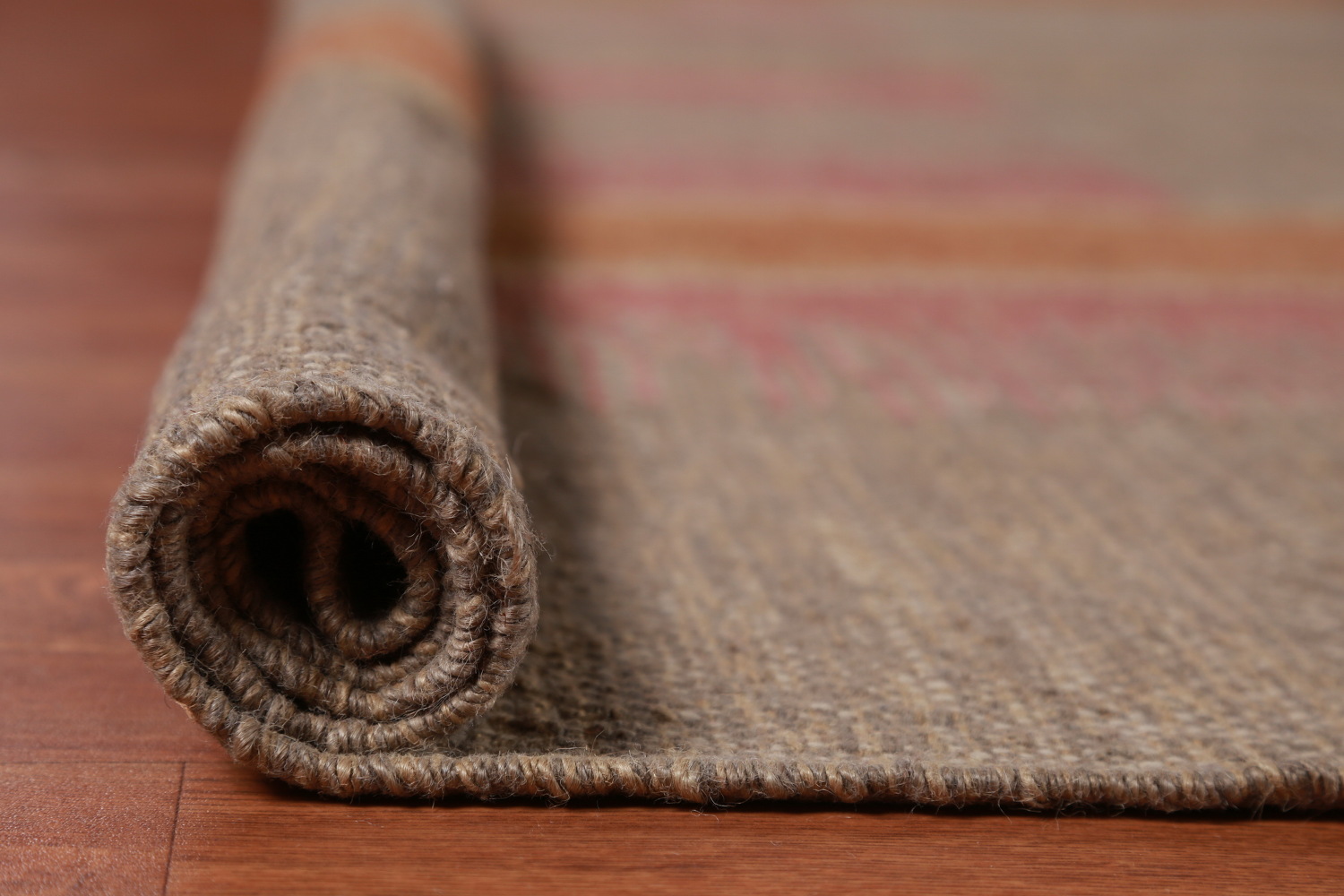 Contemporary Brown Jute Kilim Vegetable Dye Large Rug 10x14