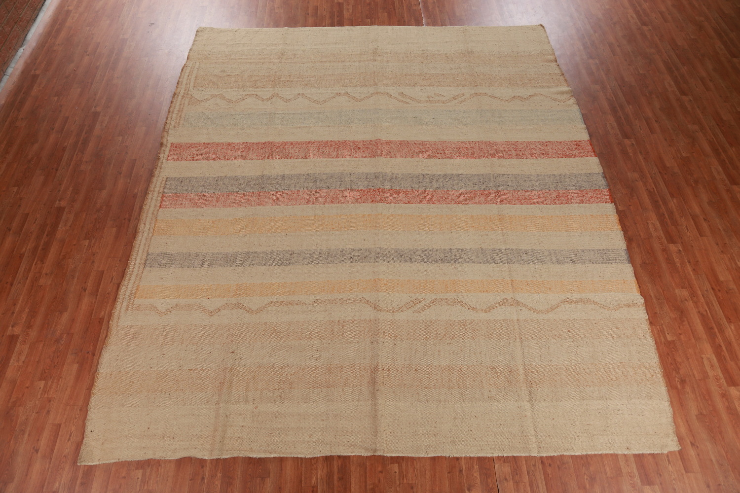 Flat Weave Striped Kilim Turkish Large Rug 11x13