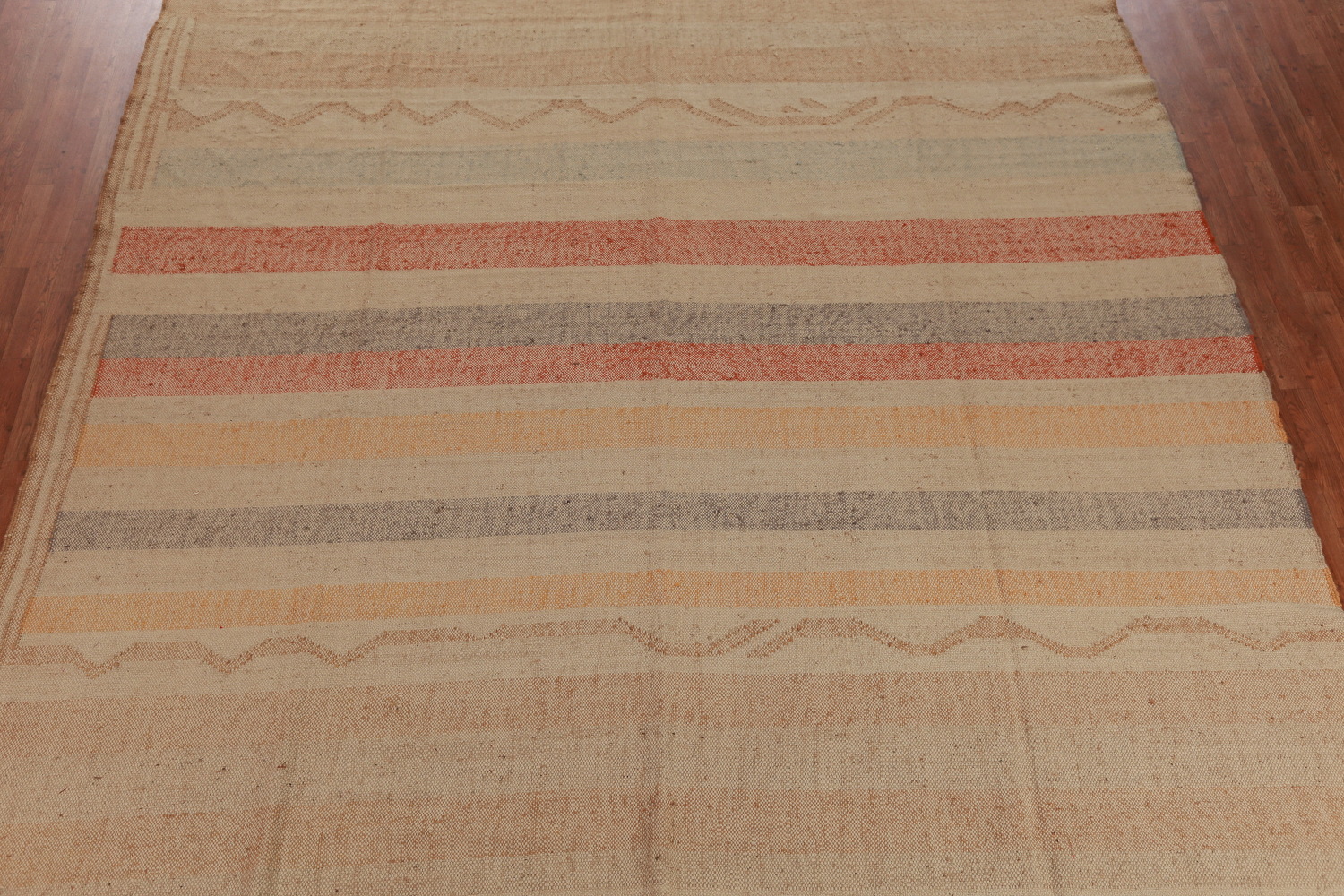 Flat Weave Striped Kilim Turkish Large Rug 11x13