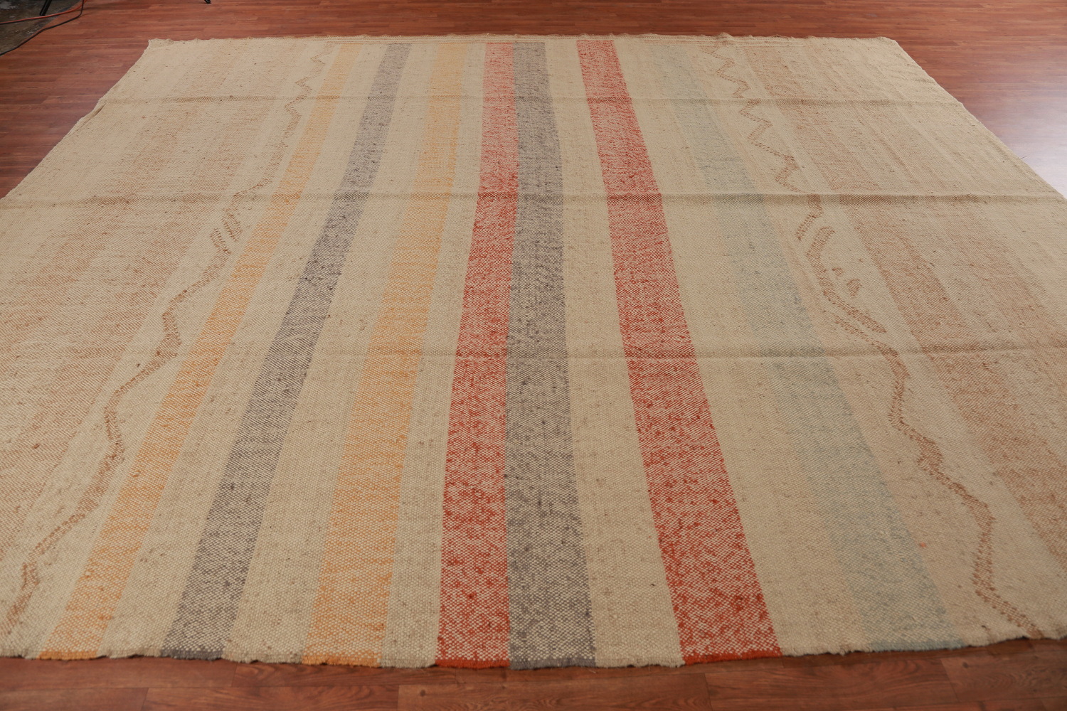 Flat Weave Striped Kilim Turkish Large Rug 11x13
