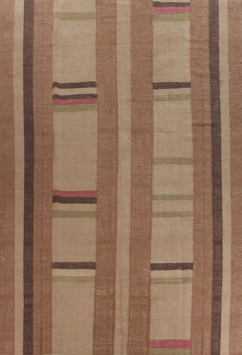 Earth Tone Brown Jute Kilim Turkish Area Rug 10x13