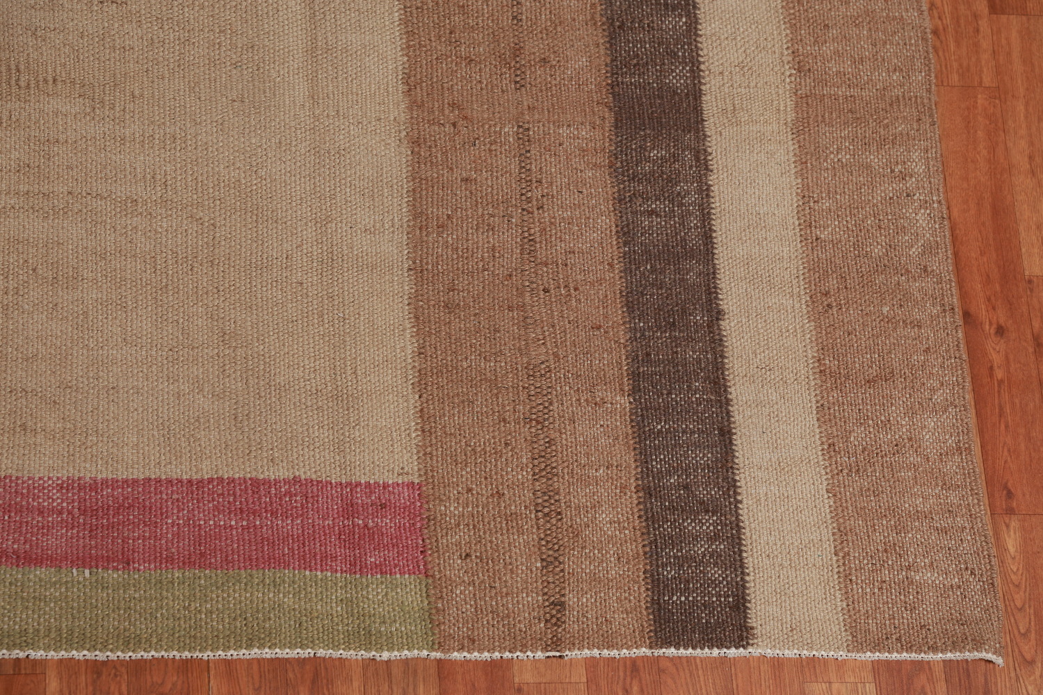 Earth Tone Brown Jute Kilim Turkish Area Rug 10x13