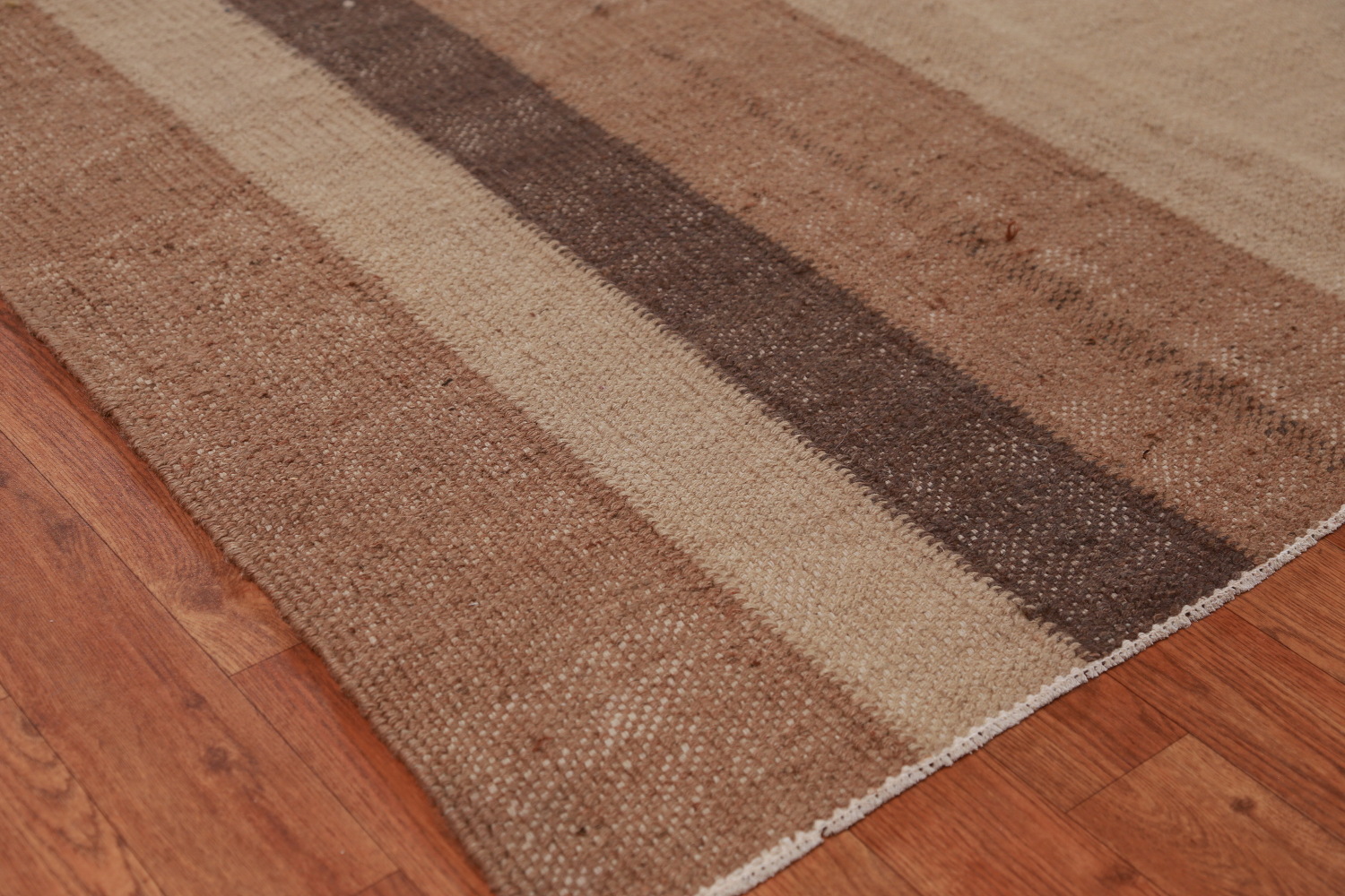 Earth Tone Brown Jute Kilim Turkish Area Rug 10x13