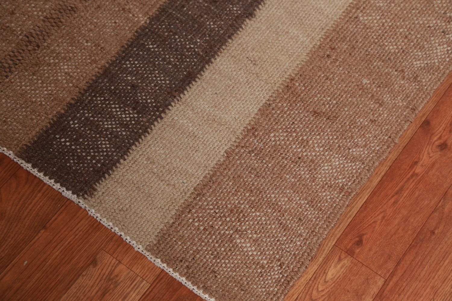 Earth Tone Brown Jute Kilim Turkish Area Rug 10x13