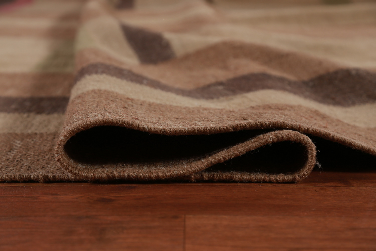 Earth Tone Brown Jute Kilim Turkish Area Rug 10x13