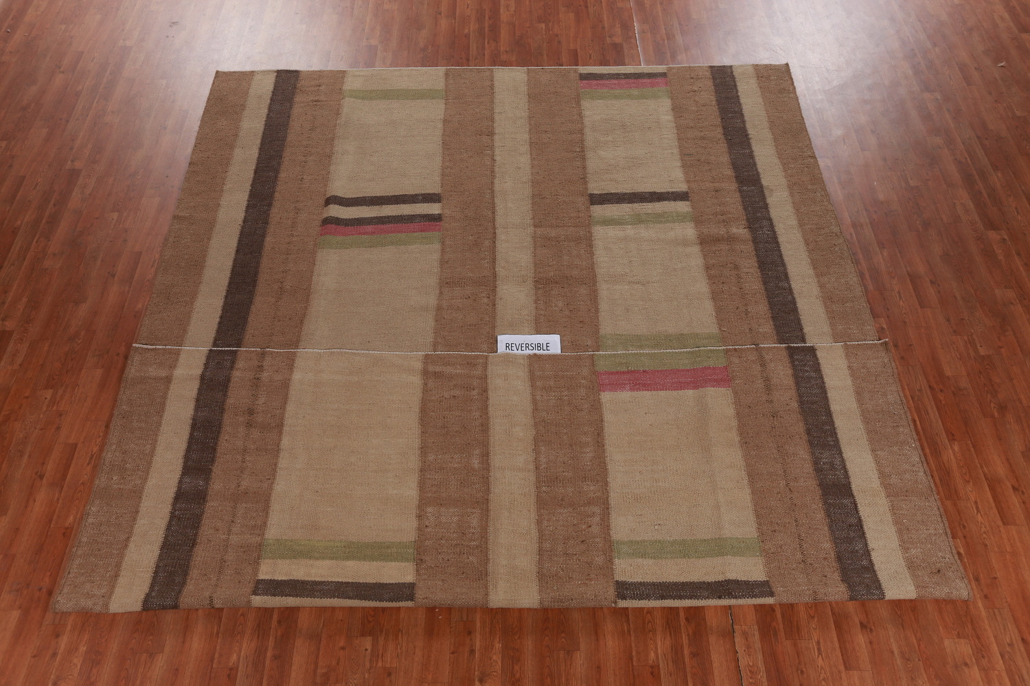 Earth Tone Brown Jute Kilim Turkish Area Rug 10x13
