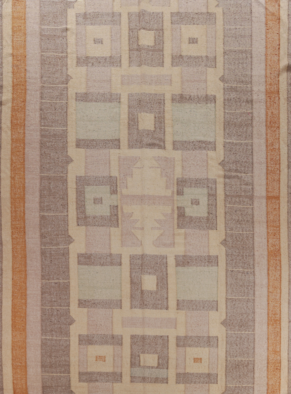 Earth Tone Modern Jute Kilim Turkish Area Rug 10x13