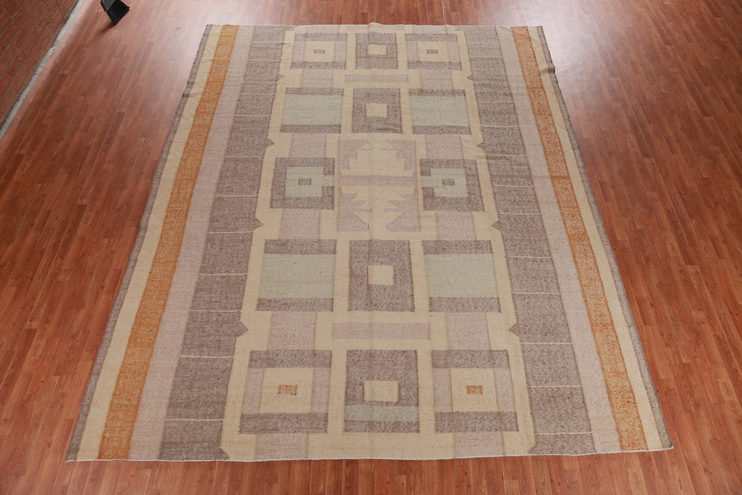 Earth Tone Modern Jute Kilim Turkish Area Rug 10x13