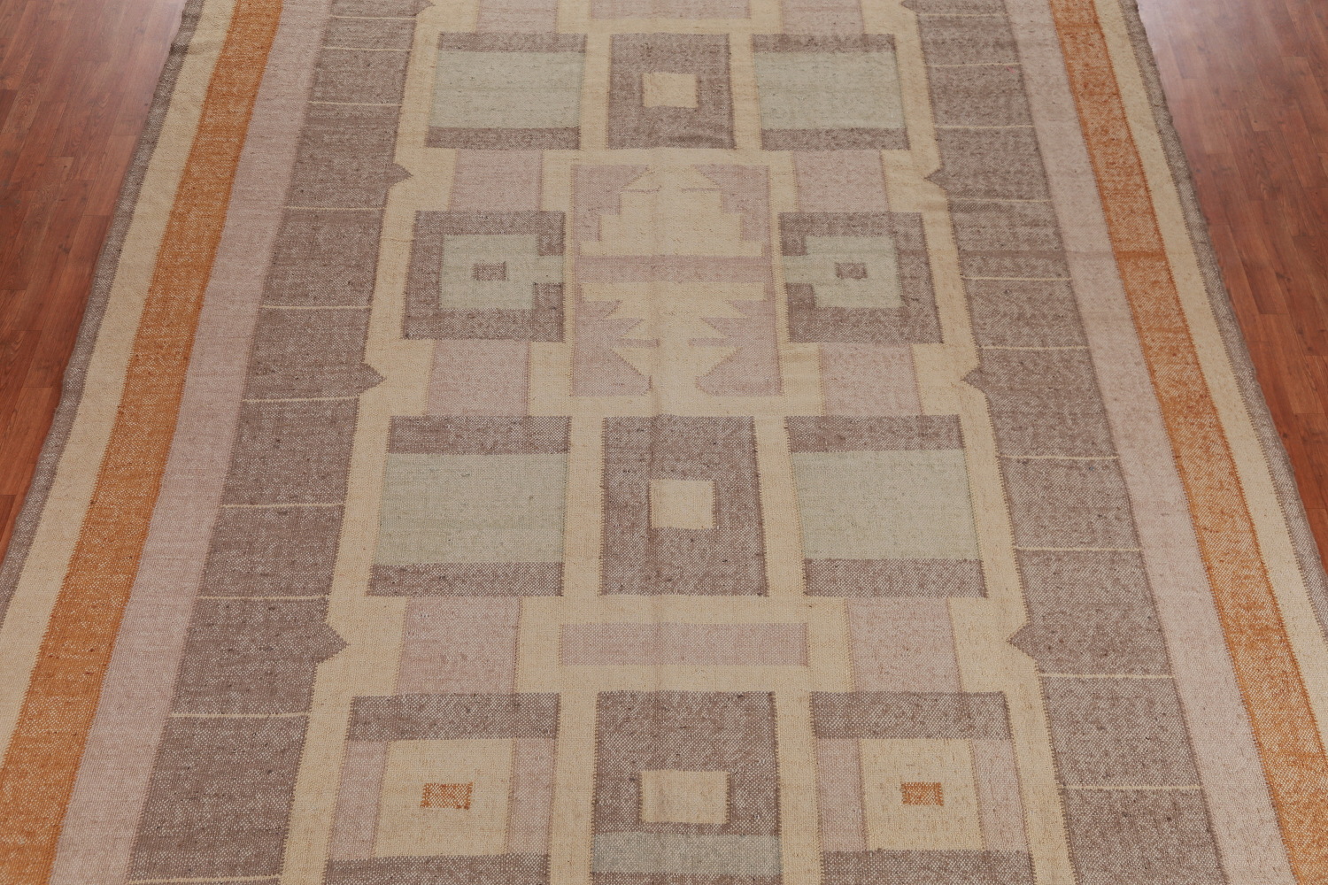 Earth Tone Modern Jute Kilim Turkish Area Rug 10x13