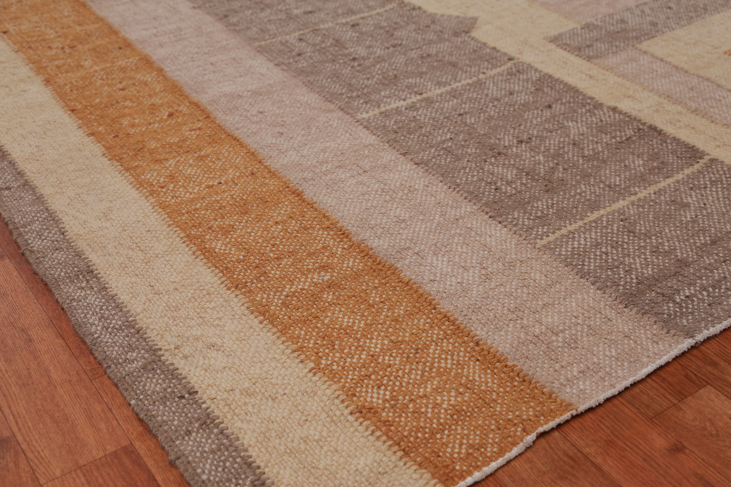Earth Tone Modern Jute Kilim Turkish Area Rug 10x13