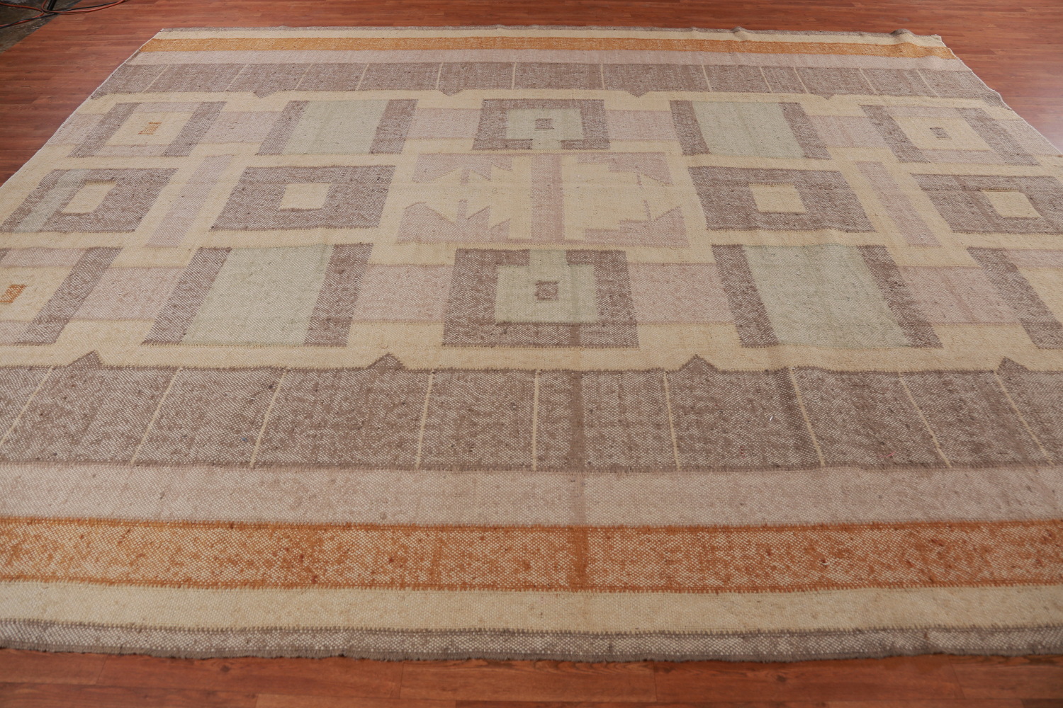 Earth Tone Modern Jute Kilim Turkish Area Rug 10x13