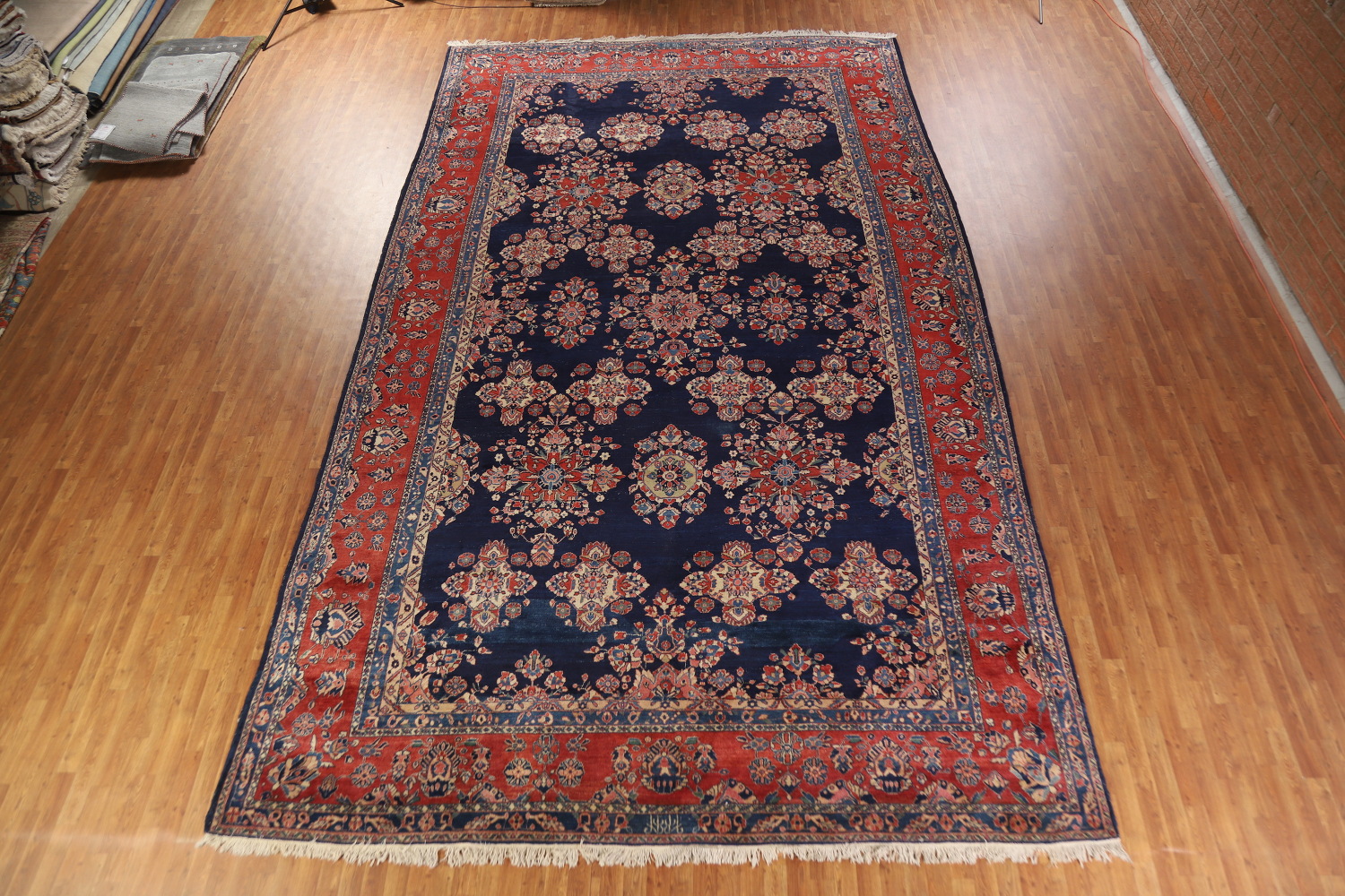Antique Vegetable Dye Sarouk Mohajeran Persian Large Rug 11x19