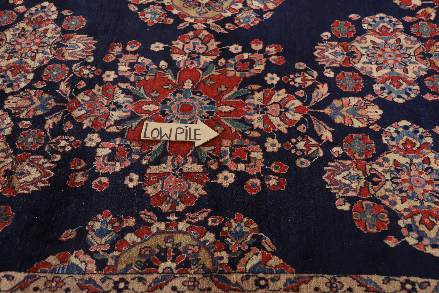 Antique Vegetable Dye Sarouk Mohajeran Persian Large Rug 11x19