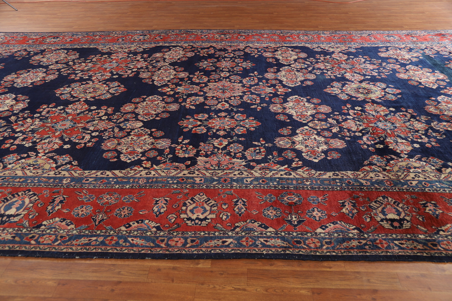 Antique Vegetable Dye Sarouk Mohajeran Persian Large Rug 11x19
