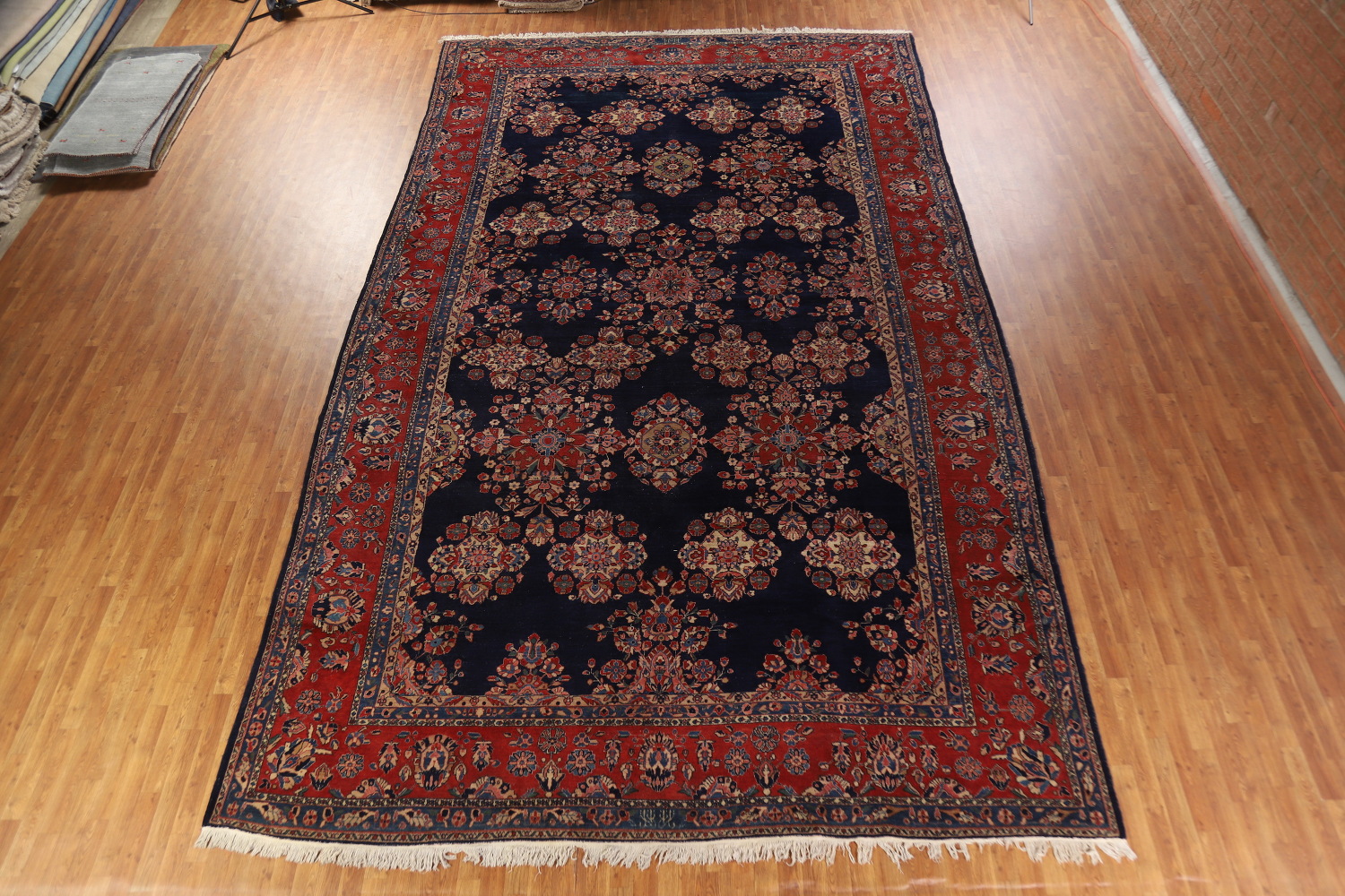 Antique Vegetable Dye Sarouk Mohajeran Persian Large Rug 11x19