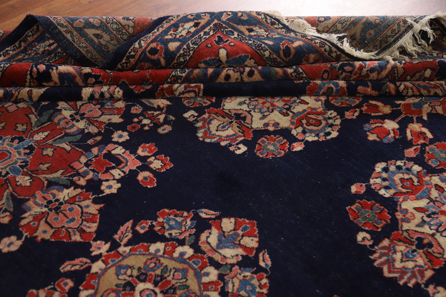 Antique Vegetable Dye Sarouk Mohajeran Persian Large Rug 11x19