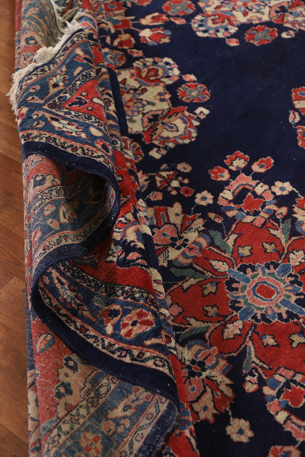 Antique Vegetable Dye Sarouk Mohajeran Persian Large Rug 11x19
