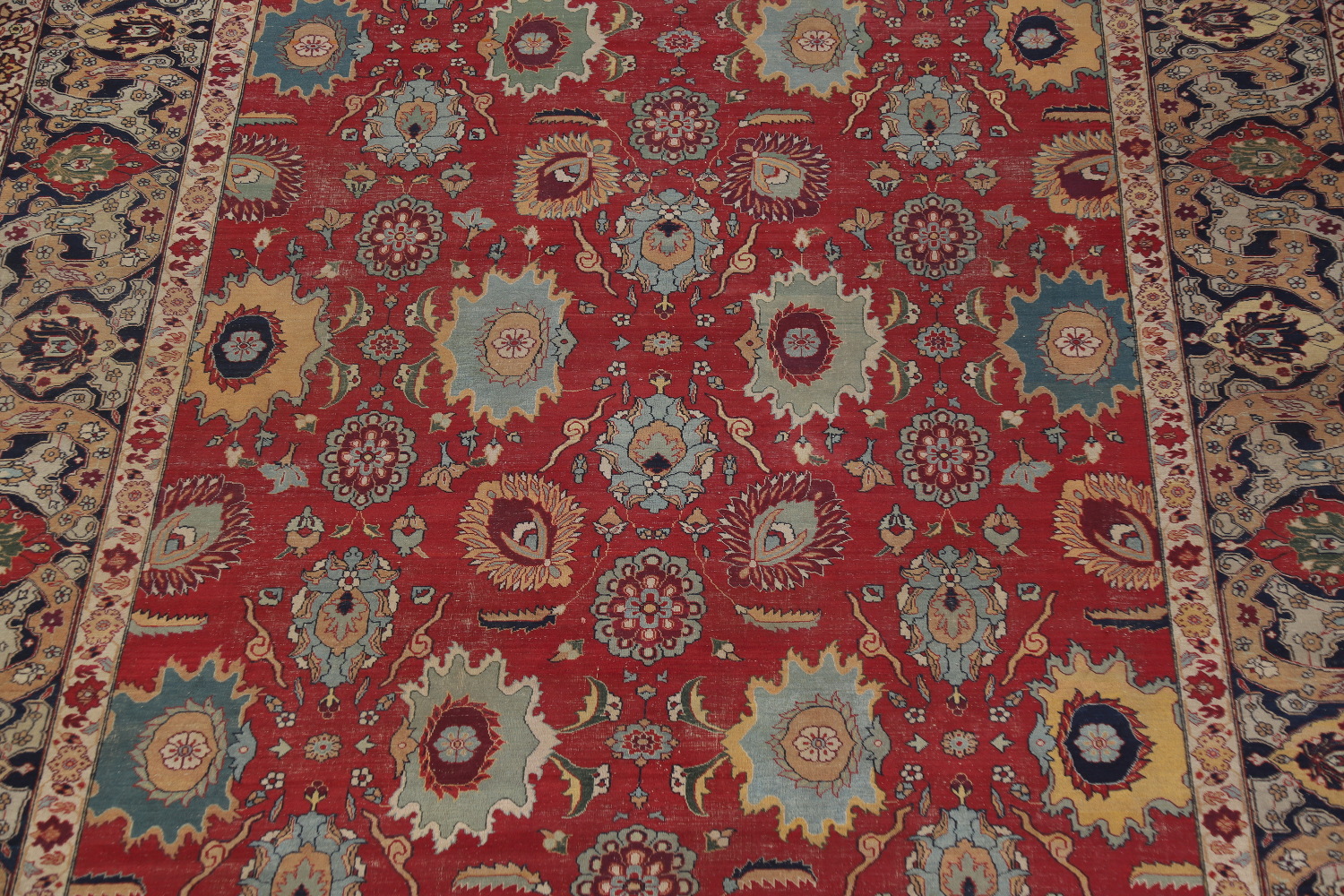 Pre-1900 Vegetable Dye Tabriz Persian Large Rug 10x14