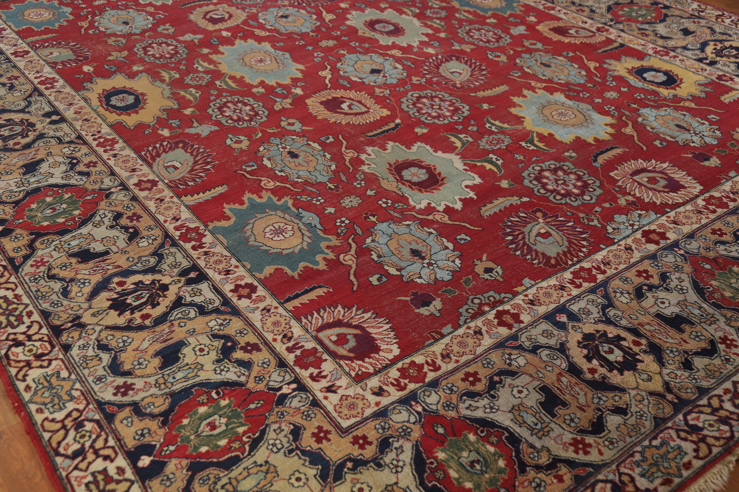 Pre-1900 Vegetable Dye Tabriz Persian Large Rug 10x14
