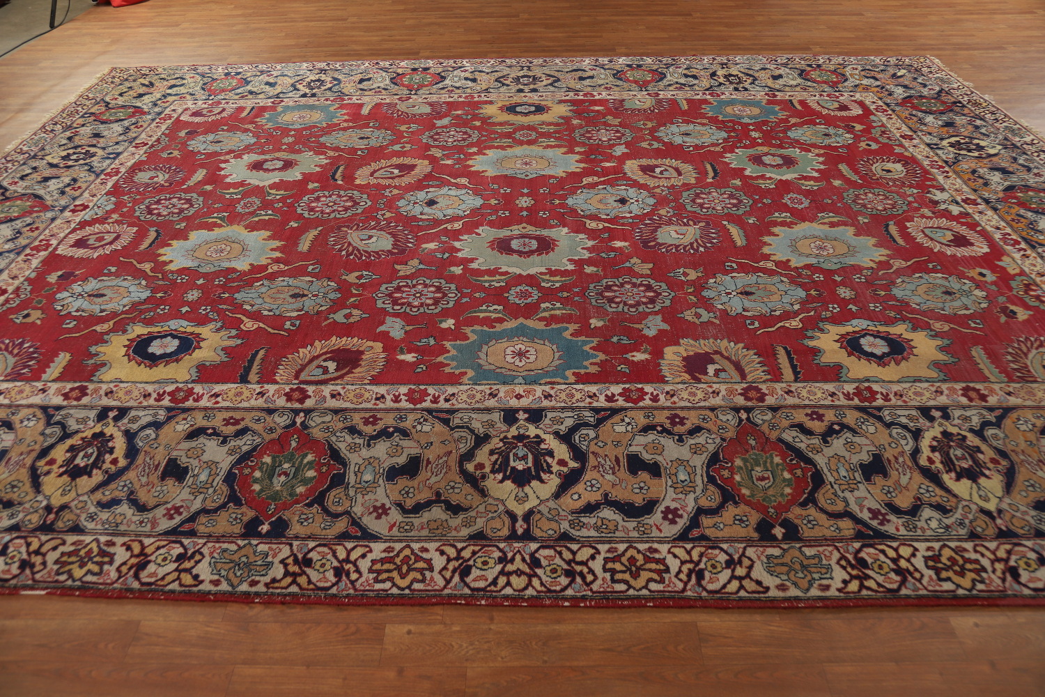 Pre-1900 Vegetable Dye Tabriz Persian Large Rug 10x14