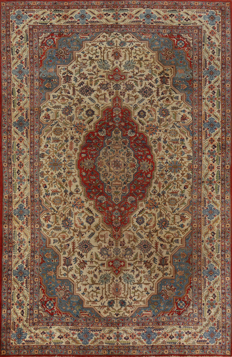 Antique Vegetable Dye Yazd Persian Area Rug 7x11