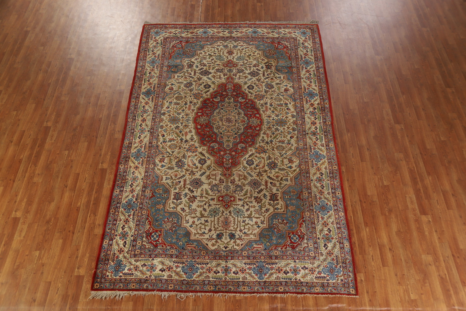 Antique Vegetable Dye Yazd Persian Area Rug 7x11