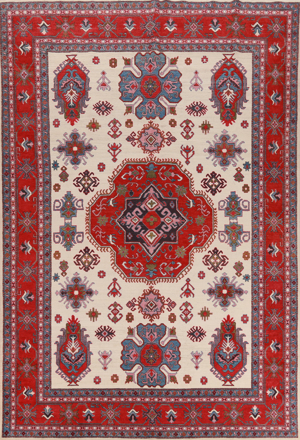 Vegetable Dye Wool Kazak Oriental Area Rug 9x12