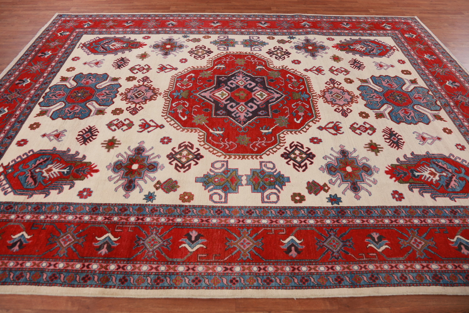Vegetable Dye Wool Kazak Oriental Area Rug 9x12